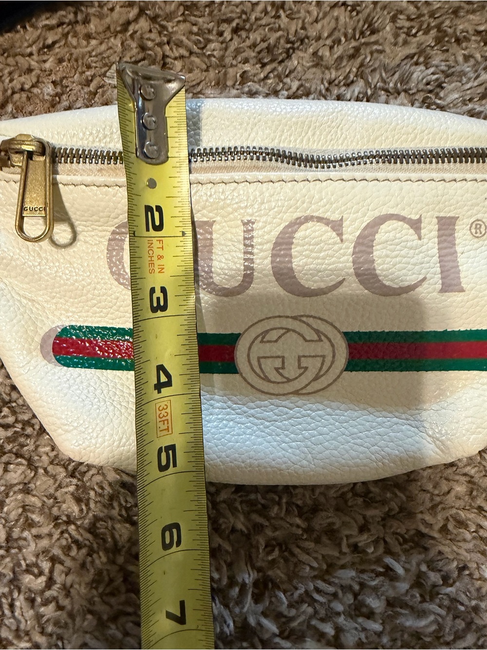 Authentic Gucci Beltbag Belt Logo Ivory Leather - Picture 4 of 8